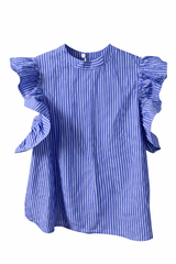 Pinstripe Ruffle Blouse