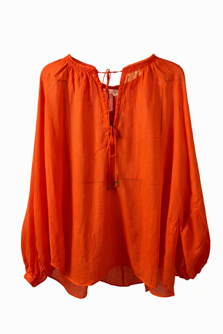 Sheer Sunset Tie-Up Blouse