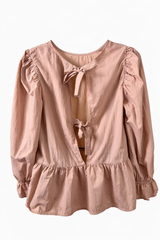 Blush Tie-Back Peplum Blouse