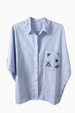 Pinstripe Bug Pocket Button-up