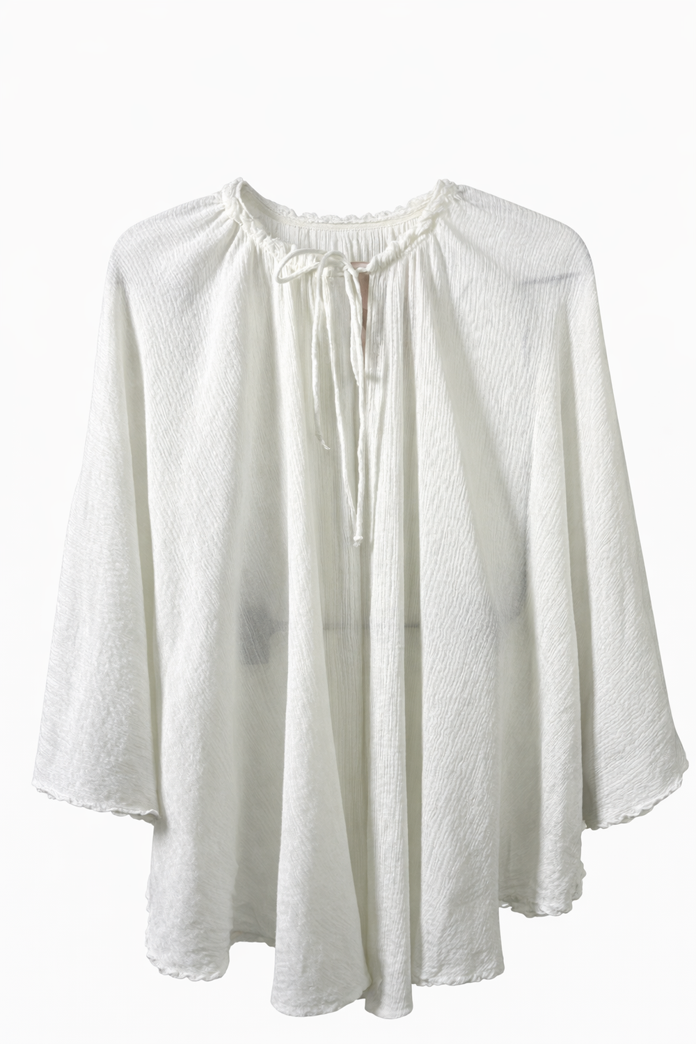 Sheer Ivory Tie-Up Blouse