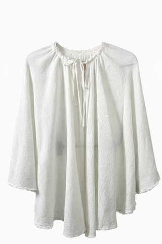 Sheer Ivory Tie-Up Blouse