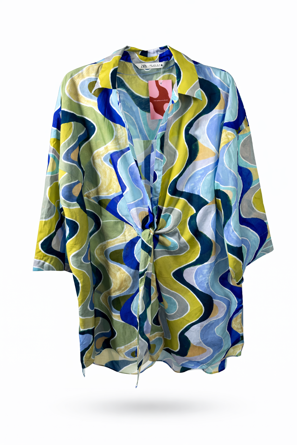 Swirly Tie-Front Button-up