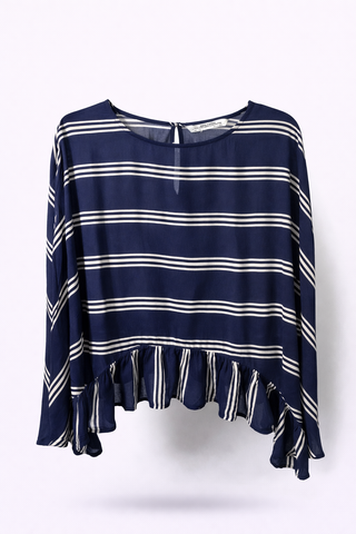 Striped Ruffle Hem Blouse