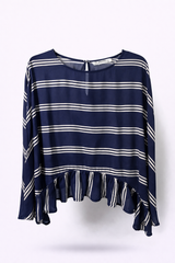 Striped Ruffle Hem Blouse