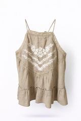 Embroidered Coffee Cami Blouse