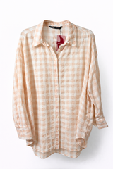 Peach Gingham Oversized Button-up