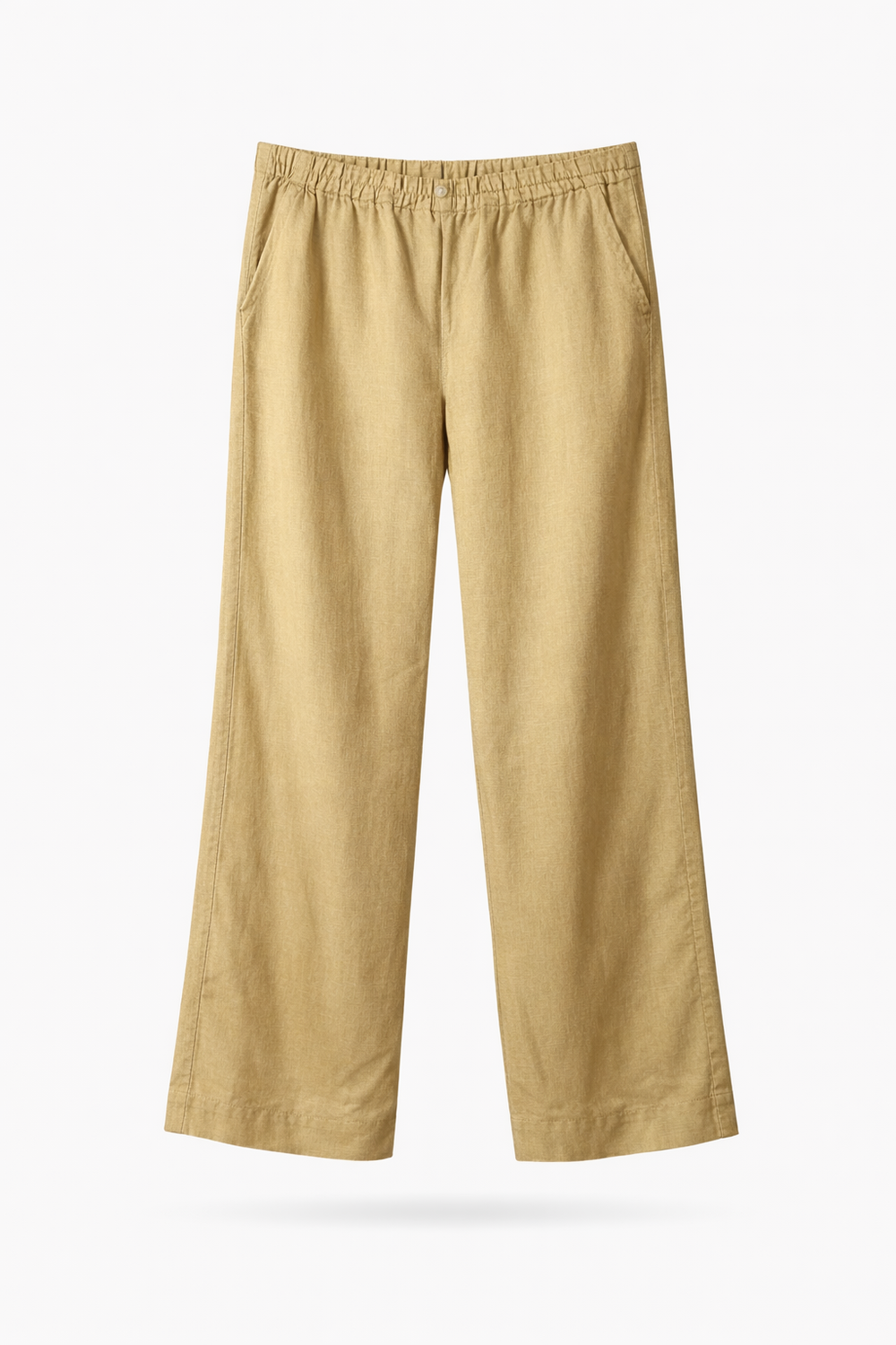 Beige Linen Wide-Leg