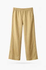 Beige Linen Wide-Leg