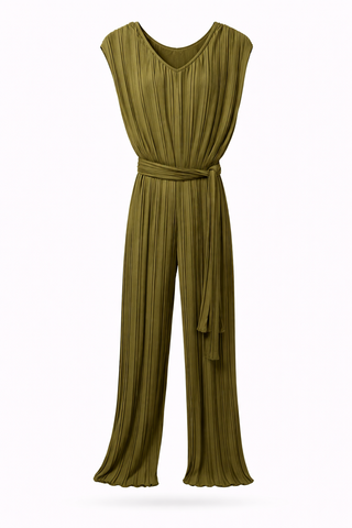 Olive Pleated Jumpsuit