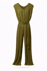 Olive Pleated Jumpsuit