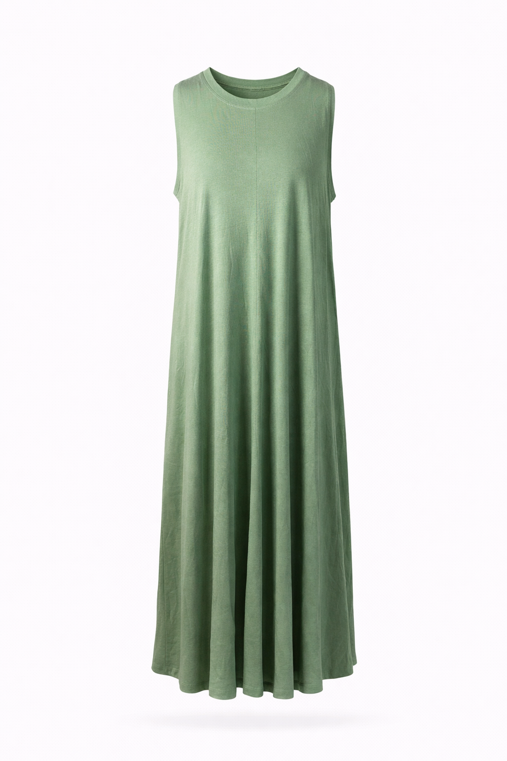 Sage O-Neck Dress