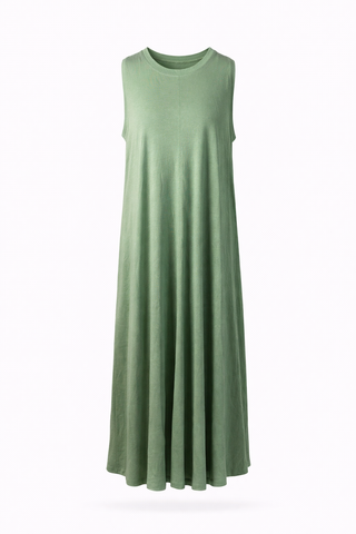 Sage O-Neck Dress