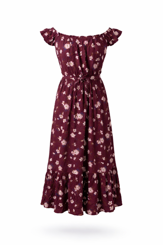 Burgundy Blossom Dress