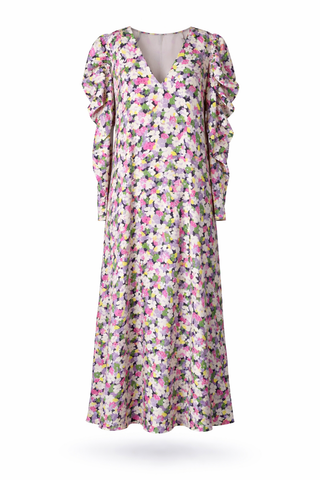 Puffy Sleeve Floral Dress