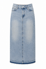 Back Slit Denim Skirt