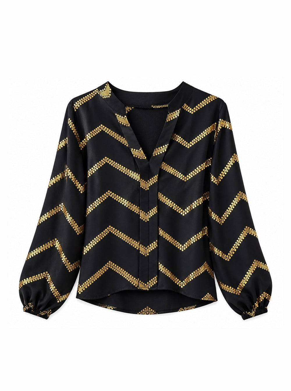 Black & Gold Chevron Print Blouse